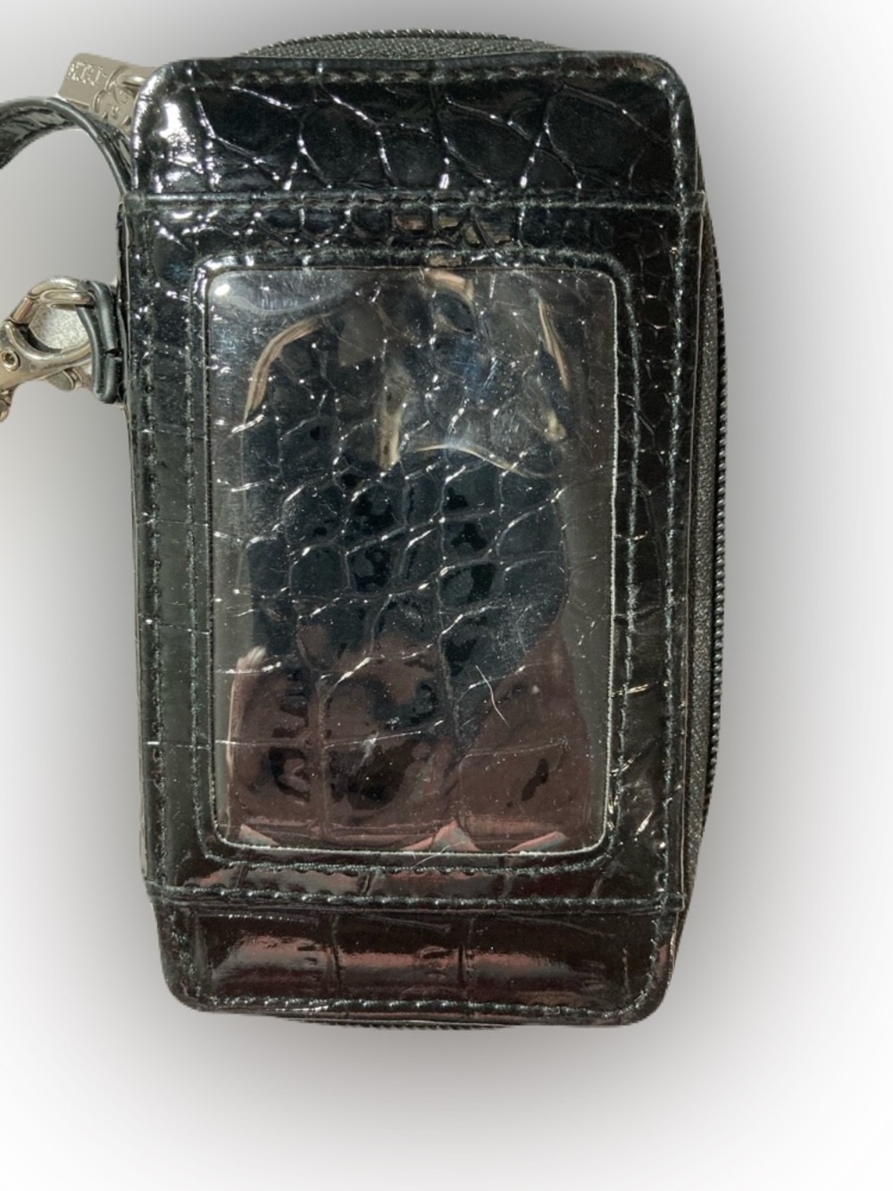 Disney Parks Authentic Mickey Mouse Black Croc-Embossed Phone Case Wristlet EUC - Picture 3 of 11